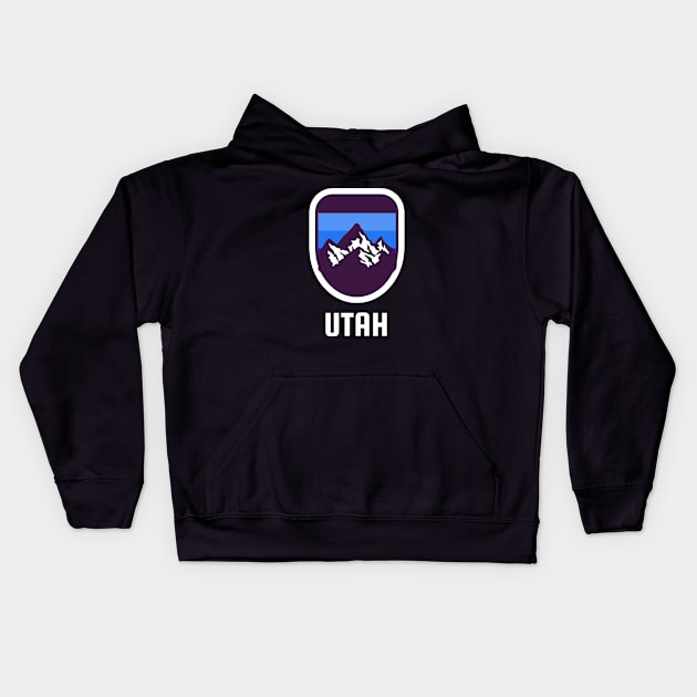 Utah Retro with Mountains Kids Hoodie by jutulen